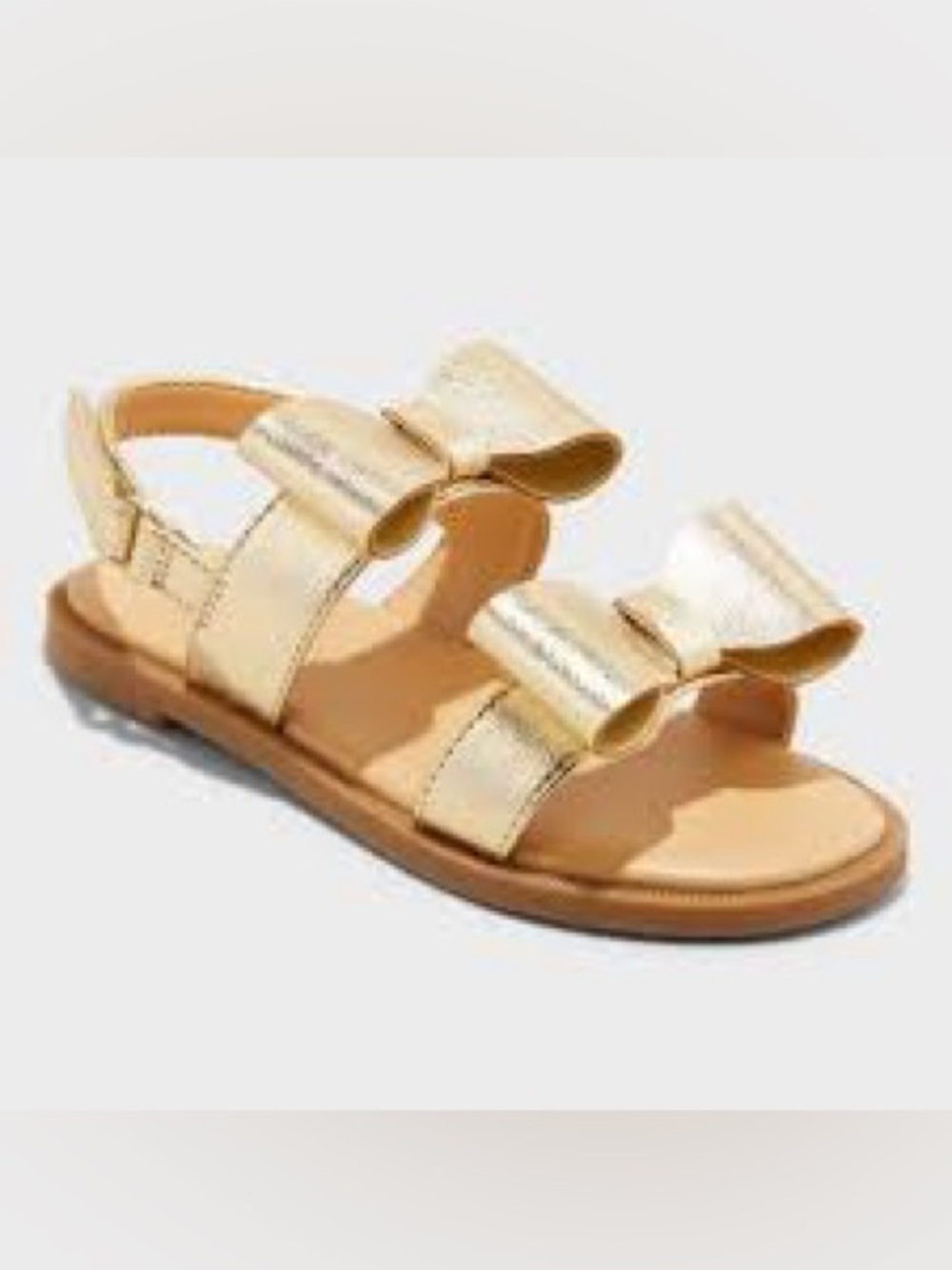 Cat & Jack Metallic Gold Bow Girls Sandals